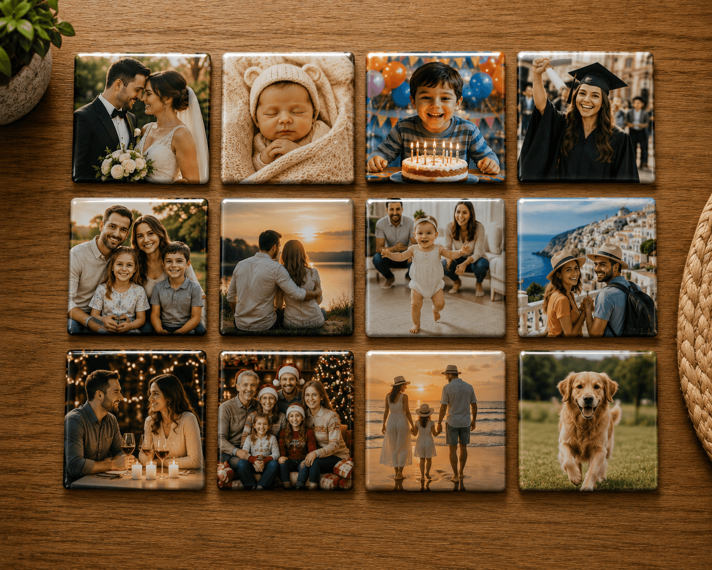 Twelve Custom Magnets 3 x 3 Inches