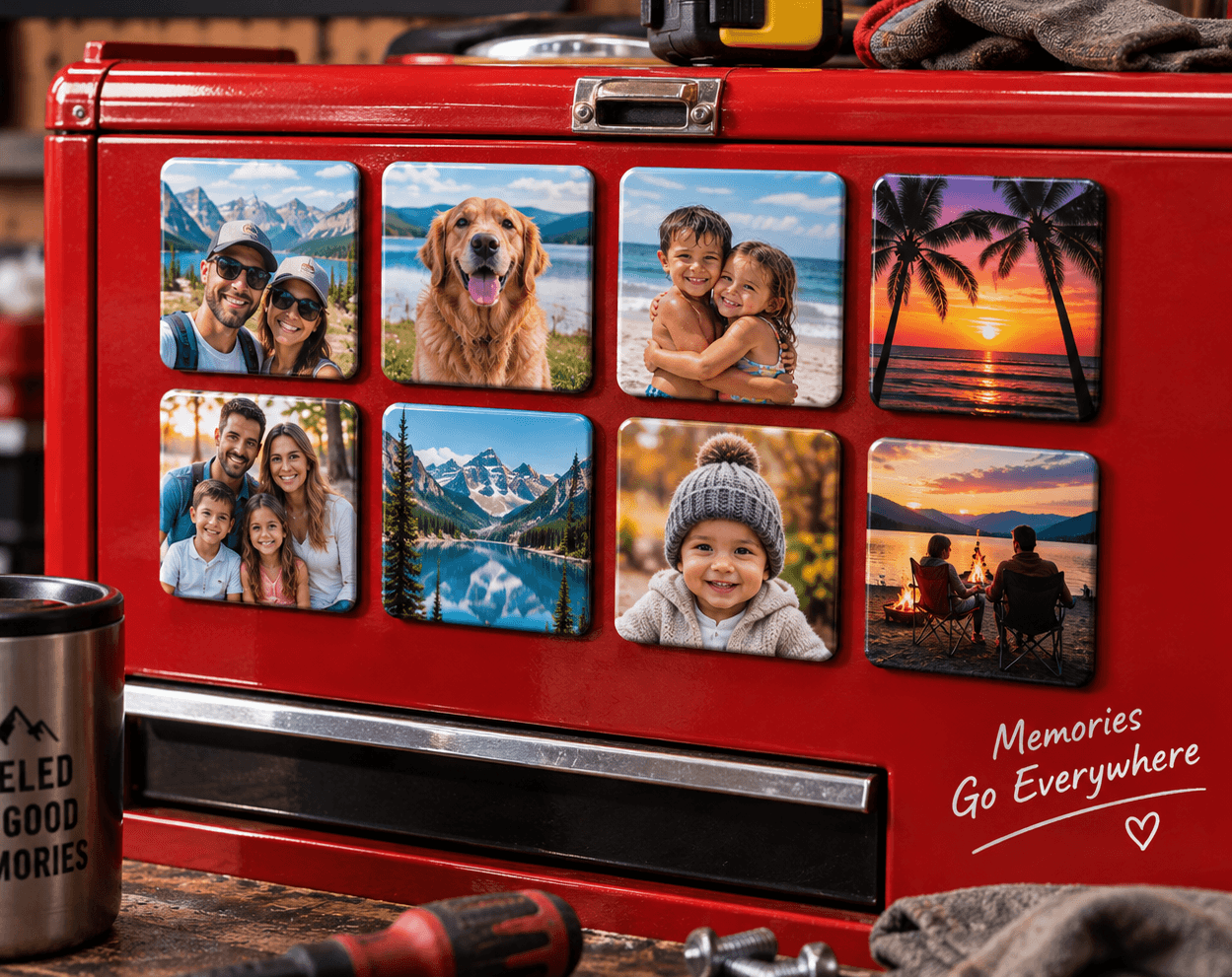 Eight Custom Magnets 3 x 3 Inches