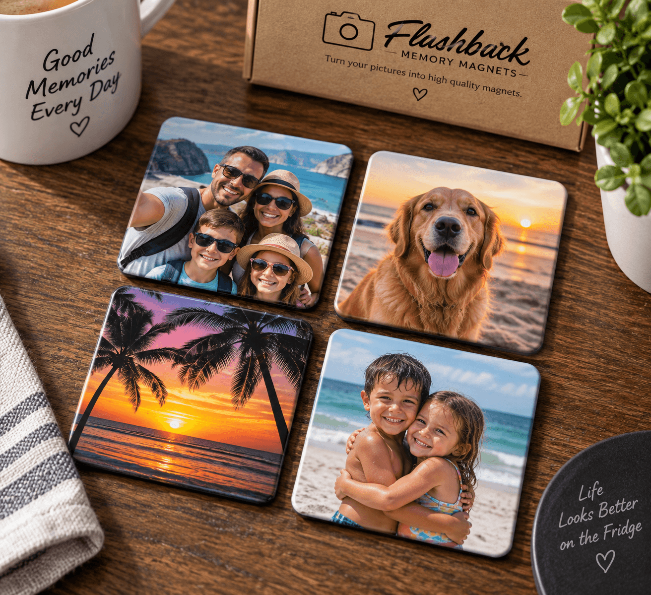 Four Custom Magnets 3 x 3 Inches